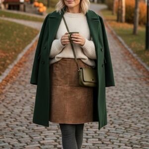 Vintage Brown Suede Leather Skirt Old Money Classic Preppy Size 14 Fits Size M